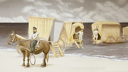Histrorische Badeszene am Strand